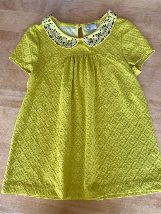Anthropologie Tops - Anthro Yellow Textured Peter Pan Collar Blouse with Embellished Collar